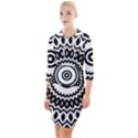 Circular Concentric Radial Symmetry Abstract Quarter Sleeve Hood Bodycon Dress View1