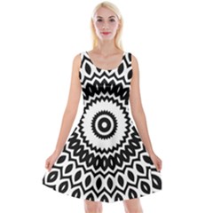 Circular Concentric Radial Symmetry Abstract Reversible Velvet Sleeveless Dress