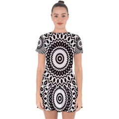 Circular Concentric Radial Symmetry Abstract Drop Hem Mini Chiffon Dress by Jancukart