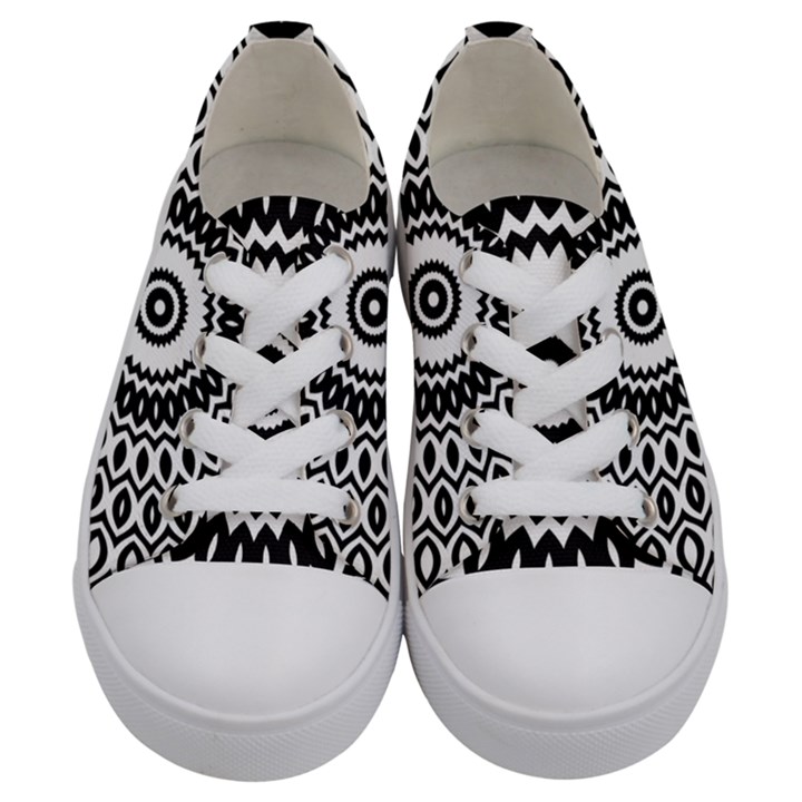 Circular Concentric Radial Symmetry Abstract Kids  Low Top Canvas Sneakers