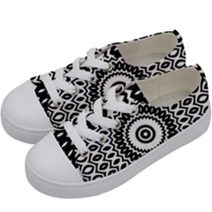 Circular Concentric Radial Symmetry Abstract Kids  Low Top Canvas Sneakers