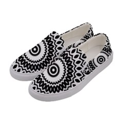 Circular Concentric Radial Symmetry Abstract Women s Canvas Slip Ons