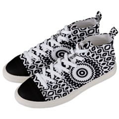 Circular Concentric Radial Symmetry Abstract Men s Mid-top Canvas Sneakers