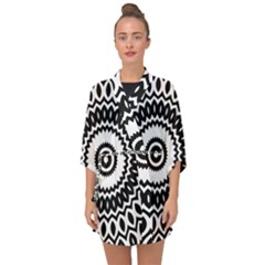 Circular Concentric Radial Symmetry Abstract Half Sleeve Chiffon Kimono