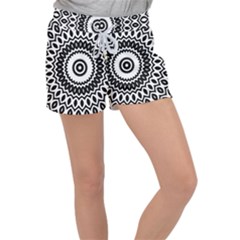 Circular Concentric Radial Symmetry Abstract Women s Velour Lounge Shorts