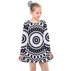 Circular Concentric Radial Symmetry Abstract Kids  Long Sleeve Dress