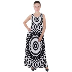 Circular Concentric Radial Symmetry Abstract Empire Waist Velour Maxi Dress