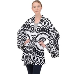 Circular Concentric Radial Symmetry Abstract Long Sleeve Velvet Kimono  by Jancukart