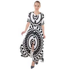 Circular Concentric Radial Symmetry Abstract Waist Tie Boho Maxi Dress