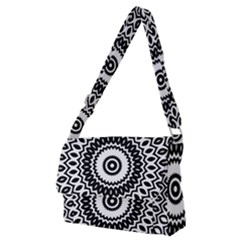 Circular Concentric Radial Symmetry Abstract Full Print Messenger Bag (m)