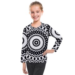 Circular Concentric Radial Symmetry Abstract Kids  Long Mesh Tee