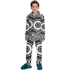 Circular Concentric Radial Symmetry Abstract Kids  Long Sleeve Velvet Pajamas Set by Jancukart