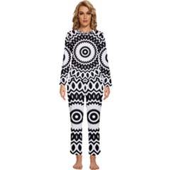 Circular Concentric Radial Symmetry Abstract Womens  Long Sleeve Lightweight Pajamas Set by Jancukart