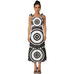 Circular Concentric Radial Symmetry Abstract Tie-strap Tiered Midi Chiffon Dress by Jancukart