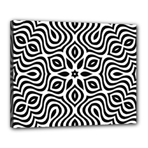 Pattern Wave Symmetry Monochrome Abstract Canvas 20  X 16  (stretched) by Jancukart