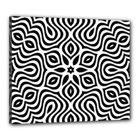 Pattern Wave Symmetry Monochrome Abstract Canvas 24  X 20  (stretched) by Jancukart