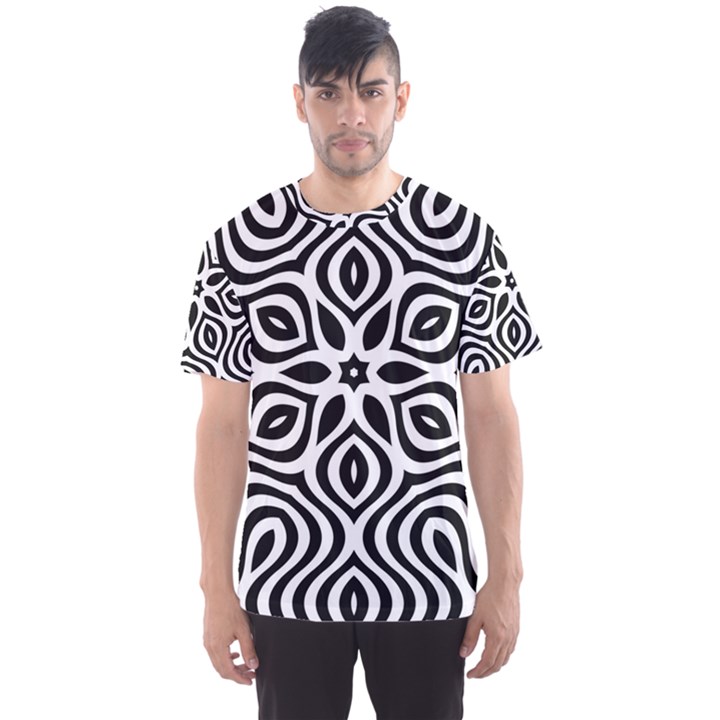 Pattern Wave Symmetry Monochrome Abstract Men s Sport Mesh Tee