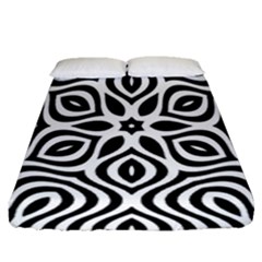 Pattern Wave Symmetry Monochrome Abstract Fitted Sheet (queen Size)