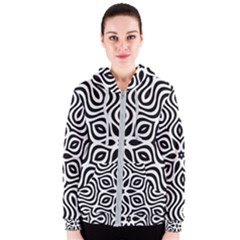 Pattern Wave Symmetry Monochrome Abstract Women s Zipper Hoodie