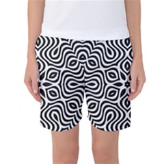 Pattern Wave Symmetry Monochrome Abstract Women s Basketball Shorts