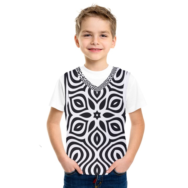 Pattern Wave Symmetry Monochrome Abstract Kids  Basketball Tank Top