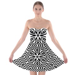 Pattern Wave Symmetry Monochrome Abstract Strapless Bra Top Dress