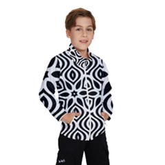 Pattern Wave Symmetry Monochrome Abstract Kids  Windbreaker