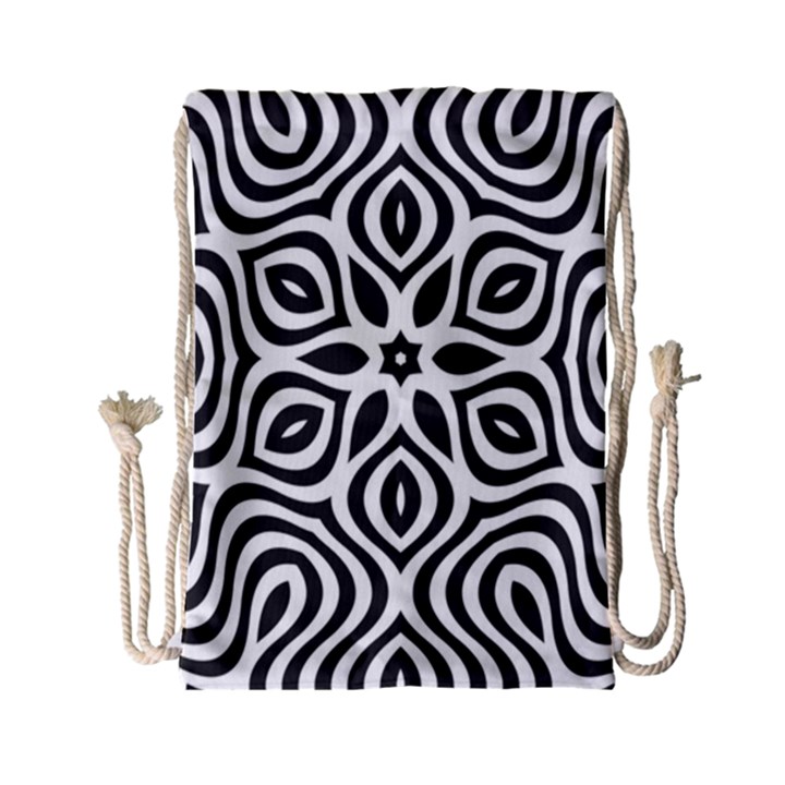 Pattern Wave Symmetry Monochrome Abstract Drawstring Bag (Small)