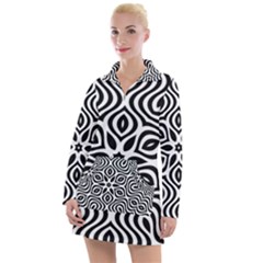 Pattern Wave Symmetry Monochrome Abstract Women s Long Sleeve Casual Dress