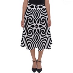 Pattern Wave Symmetry Monochrome Abstract Perfect Length Midi Skirt