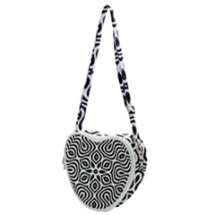 Pattern Wave Symmetry Monochrome Abstract Heart Shoulder Bag by Jancukart