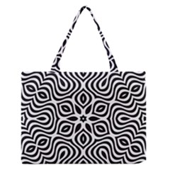 Pattern Wave Symmetry Monochrome Abstract Zipper Medium Tote Bag