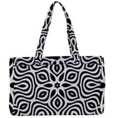 Pattern Wave Symmetry Monochrome Abstract Canvas Work Bag by Jancukart