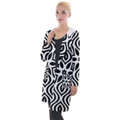 Pattern Wave Symmetry Monochrome Abstract Hooded Pocket Cardigan