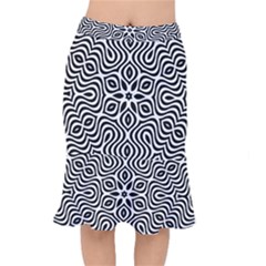 Pattern Wave Symmetry Monochrome Abstract Short Mermaid Skirt