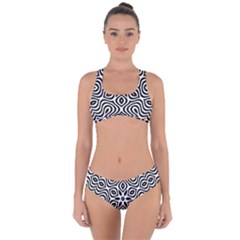 Pattern Wave Symmetry Monochrome Abstract Criss Cross Bikini Set