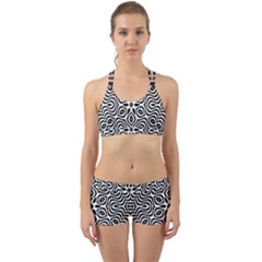 Pattern Wave Symmetry Monochrome Abstract Back Web Gym Set