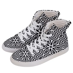 Pattern Wave Symmetry Monochrome Abstract Men s Hi-top Skate Sneakers