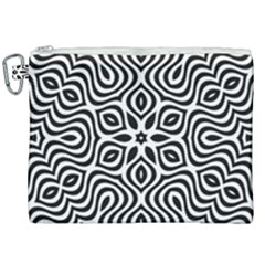 Pattern Wave Symmetry Monochrome Abstract Canvas Cosmetic Bag (xxl)