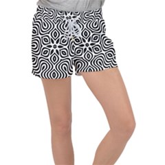 Pattern Wave Symmetry Monochrome Abstract Women s Velour Lounge Shorts