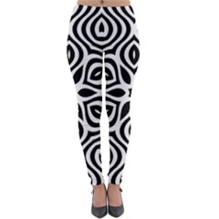 Pattern Wave Symmetry Monochrome Abstract Lightweight Velour Leggings