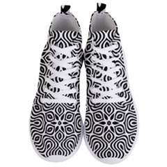 Pattern Wave Symmetry Monochrome Abstract Men s Lightweight High Top Sneakers by Jancukart