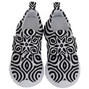 Pattern Wave Symmetry Monochrome Abstract Kids  Velcro No Lace Shoes View1