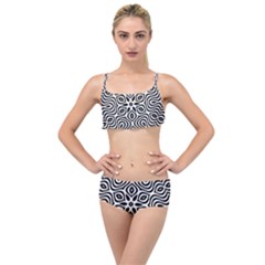 Pattern Wave Symmetry Monochrome Abstract Layered Top Bikini Set by Jancukart