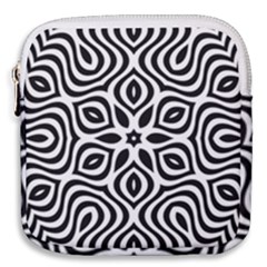 Pattern Wave Symmetry Monochrome Abstract Mini Square Pouch by Jancukart