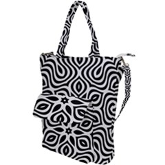 Pattern Wave Symmetry Monochrome Abstract Shoulder Tote Bag