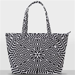 Pattern Wave Symmetry Monochrome Abstract Back Pocket Shoulder Bag  by Jancukart