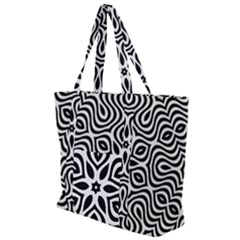 Pattern Wave Symmetry Monochrome Abstract Zip Up Canvas Bag by Jancukart