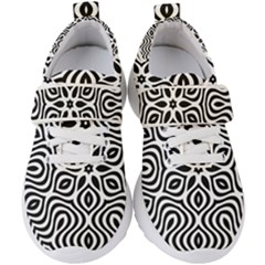 Pattern Wave Symmetry Monochrome Abstract Kids  Velcro Strap Shoes