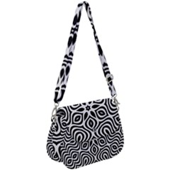 Pattern Wave Symmetry Monochrome Abstract Saddle Handbag by Jancukart